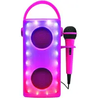 Lexibook Enceinte Bluetooth lumineuse Rose avec micro
