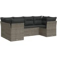 vidaXL Ensemble de salon de jardin 6 pièces avec coussins Gris Poly rotin