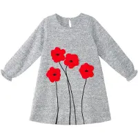 Denokids Robe 'Poppy' gris chiné / rouge / noir