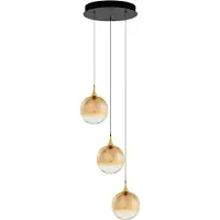Nova Luce Suspension Orenda Verre ambré à 3 lumières