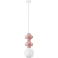 Nova Luce Suspension Clio M en céramique rose avec verre blanc
