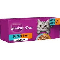 Whiskas 1+ Nourriture Humide - Duo Surf & Turf en Gelée - 40 x 85 g
