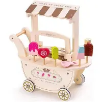 Mamabrum Jouet en bois - - Marchande Enfant - Chariot sur roues - Accessoires inclus - 3 ans+