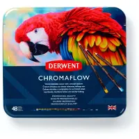 Derwent Coffret de 48 crayons de couleur Chromaflow, id al pour les cadeaux de No l, mine large de 4 mm, multicolore, texture lisse, fournitures