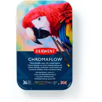 Derwent Crayons de couleur Chromaflow, bo te de 36, mine large de 4 mm, multicolores, texture lisse, fournitures artistiques pour le dessin, le m