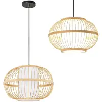 Toolight Lampe Suspendue APP1632-1CP Boho 50cm Beige