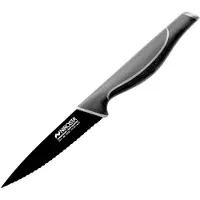 Nirosta 43733 Couteau De Cuisine Dentelée, Couteau À Découper À Dents, Lame De 11 Cm, Noir, Acier Inoxydable, 23 X 11 Cm