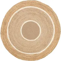 FRAAI Tapis rond en jute - Mirai Circle Blanc/Naturel | Ø 120 cm | Rond | Tissage plat