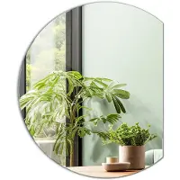 Tulup (90x74 cm) Miroir Mural Demi Lune Rond avec Côté Coupé Design Moderne