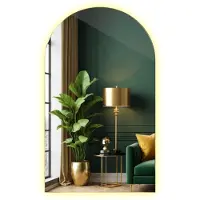 Tulup (60x100 cm) Miroir LED LED Ovale à Fond Plat Blanc Chaud Décoratif Moderne Modèle Élégant Intérieur Minimaliste