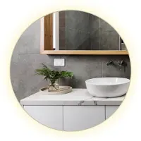 Tulup (80x80 cm) Miroir De Salle De Bain LED Rond Avec Lumière Neutre Miroir Sans Cadre Installation Murale