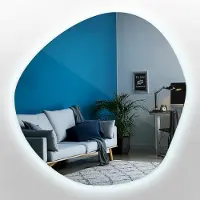 Tulup (86,2x86,9 cm) Miroir Lumineux LED Irrégulier Asymétrique Lumière Blanc Froid Design Moderne Salon Chambre