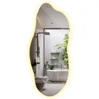Tulup (35x80 cm) Miroir LED Irrégulier Asymétrique Forme Organique Rétroéclairé Style Scandinave et Bohème