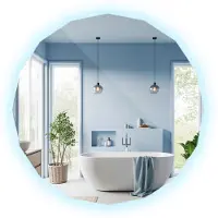Tulup (60x60 cm) Miroir Polygonal LED Blanc Froid Avec Éclairage LED Intégré Pour Salle De Bain