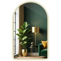 Tulup (45x80 cm) Miroir LED Illumination Ovale Coupé Blanc Neutre Lumineux Rond Mural Salle de Bain
