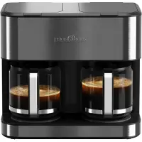 ProfiCook Machine à café double | 3,6L | jusqu'à 32 tasses | 2 systèmes de préparation séparés | Machine à café filtre | 2000W | PC-KAD 1308, finition inox noir
