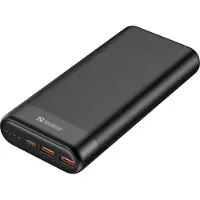 Sandberg - Banque d'alimentation - 20000 mAh - 74.4 Wh - 3.25 A - PD, QC 3.0 - 3 ports de sortie (2 x USB, USB-C) - sur câble : USB-C