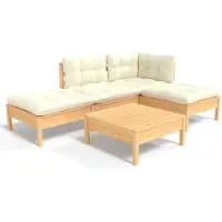 vidaXL Ensemble de salon de jardin 5 pièces avec coussins Crème Pin