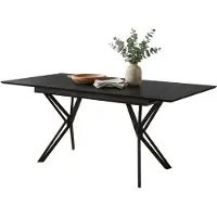 Finori Table d'extension Pula 80A,Reproduction pierre foncée/noir, dimensions 160-200 x 74 x 90 cm