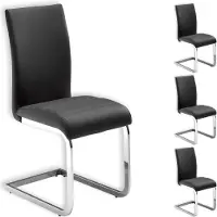 Idimex Lot De 4 Chaises De Salle À Manger Leticia Piètement Chromé Et Revêtement Synthétique Gris