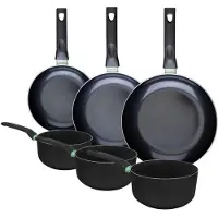 Fackelmann Ensemble de 3 poêles de 20, 24 et 28 cm et 3 casseroles 16, 18 et 20 cm Brandao