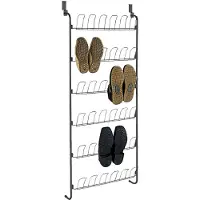 Wenko Etagère à Chaussures Noire 18 Paires 59 X 151 Cm Rangement Chaussures Suspendu Métal Pour Porte Idéal Pour Gagner De La Place Dans La Garde-robe Et L'Entrée Facile à Installer Sans Perçage