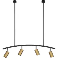 Lyora Suspension Pogno Noir 4 lumières avec rond doré