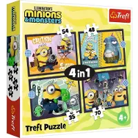 Trefl Puzzle 4v1 Nová dobrodružství Mimoňů/Mimoni 28,5x20,5cm v krabici 28x28x6cm