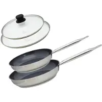 Elo Set de 2 Poêles 24 et 28 cm céramique sans et 2 couvercles en verre Profi Therm Platinum
