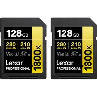 Lexar Professional SDXC 1800x GOLD 128 Go 210 Mo/s - Lot de 2
