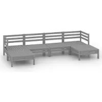 vidaXL Ensemble salon de jardin 6 pièces gris pin massif