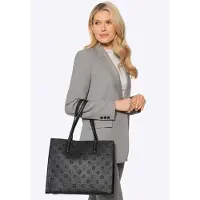 WITTCHEN Sac à provisions pour femmes en avec logo estampé, noir,