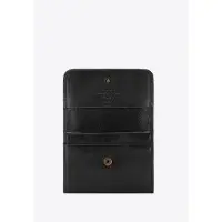 Light Prestige Wittchen Porte-monnaie en cuir pour femme, petit modèle, avec bouton-pression, noir et or, cuir naturel