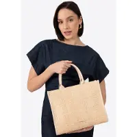 WITTCHEN Sac à provisions pour femmes en paille tissée, polypropylène beige
