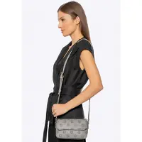WITTCHEN Sac à bandoulière pour femme en éco-cuir avec logo en relief, petit, gris