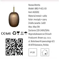 Iluminar Brenta - lampe suspendue élégante noire 21 cm