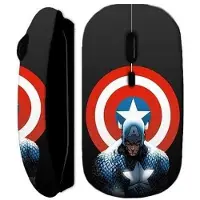 MANIACASE Souris Sans Fil - Captain America - Noir - Compatible Mac et PC - Clé USB WiFi - Ergonomique