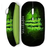 MANIACASE Souris sans fil - Monster Energy - Vert - USB wifi - Compatible Mac et PC - Ergonomique