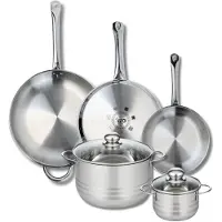 Elo Ensemble de 3 Poêles de cuisson 24, 28 et 32 cm et 2 faitouts 14 et 24 cm Profi Brillant