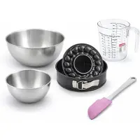 Zenker Set à pâtisserie 1 moule à savarin antiadhésif 2 bols à mixer 1 verre mesureur et 1 spatule Black Metallic