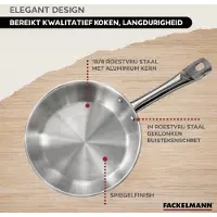 Fackelmann Set de 1 poêle de 28 cm en inox et couvercle en verre Eterna