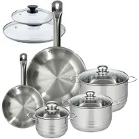Fackelmann Batterie de cuisine avec 2 poêles 20/28 cm et 3 faitouts 16/20/24 cm sans PFAS Eterna Brillant avec couvercles