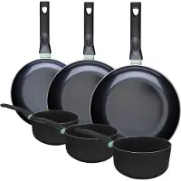 Fackelmann Ensemble de 3 poêles de 24, 28 et 30 cm et 3 casseroles 16, 18 et 20 cm Brandao