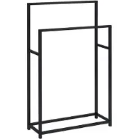 Idimex Porte-Serviettes Sur Pied Dalio Portant Pour Linge De Salle De Bain Avec 2 Niveaux D'étendage Sur Différentes Hauteurs, Métal Noir