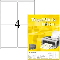 Topstick Étiquettes universelles, 99,1 x 139 mm, blanches autocollantes, adhésives permanentes