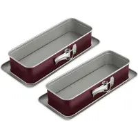 Dr. Oetker Dr Oetker 9927450 Lot De 2 Moules À Cake À Charnière, Moule À Gateau, Moule À Brioche, Moule À Gateau Rectangulaire, Acier Inoxydable, Bicolore, Argenté, Bordeaux, 30 X 12 Cm