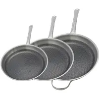 Elo Set de 3 poêles de cuisson 24/28/32 cm en acier inoxydable avec 3 ustensiles de cuisson sans Relief Solution