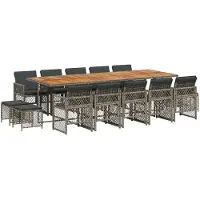 vidaXL Ensemble de jardin 15 pièces avec coussins Gris Poly rotin