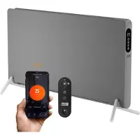 Lebenlang Chauffage électrique - 3 niveaux de chaleur, WiFi & App Control - 2000W - 94,5 x 50,5 x 12,5 cm - Gris