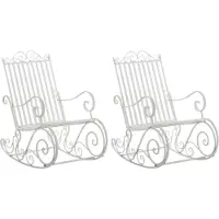 CLP Fauteuil berçant en métal modèle Smile (lot de 2) - Blanc